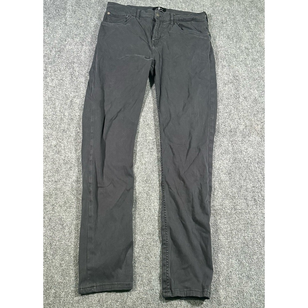 7 For All Mankind Luxe Performance Plus Black Pants 33x31 Stretch Slimmy EUC